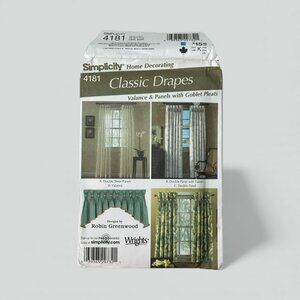 Simplicity Classic Drapes Sewing Pattern 4181 Valance & Panels  FF Uncut 2006